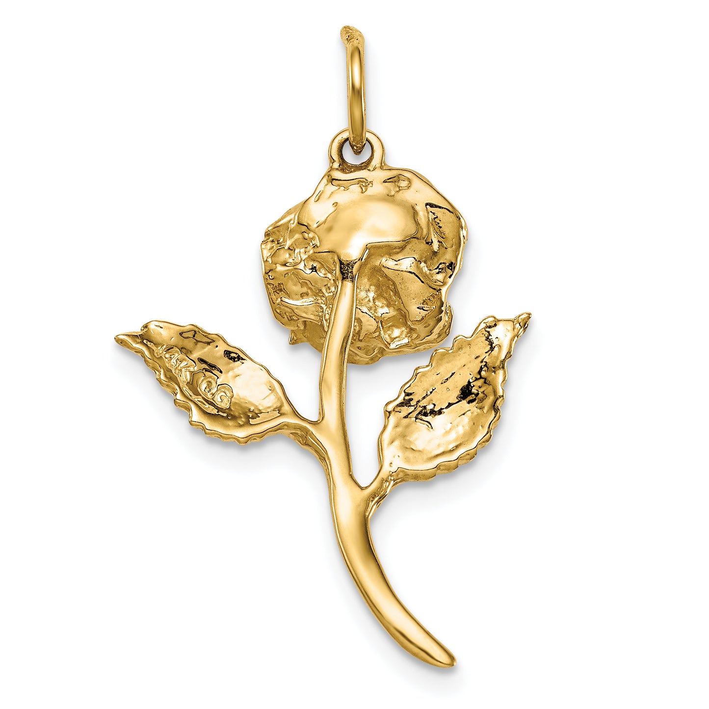 14k Yellow Gold 14k CZ Rose Charm