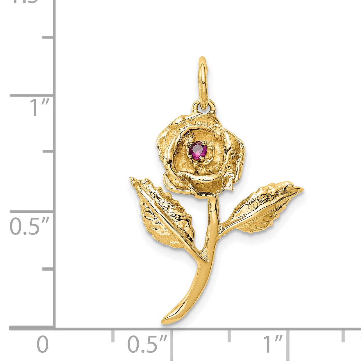 14k Yellow Gold 14k CZ Rose Charm