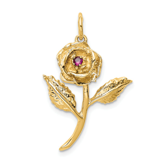 14k Yellow Gold 14k CZ Rose Charm