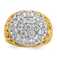 14k Two-tone Gold Men's 2.0 carat Lab Diamond Cluster Complete Ring