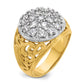 14k Two-tone Gold Men's 2.0 carat Lab Diamond Cluster Complete Ring