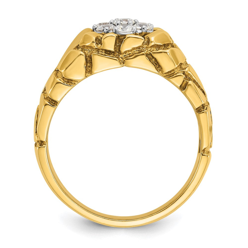 14k Two-Tone 1/2 Ct. Lab Grown Diamond VS/SI+ G+ Complete Men's Textured Cluster Nugget Ring