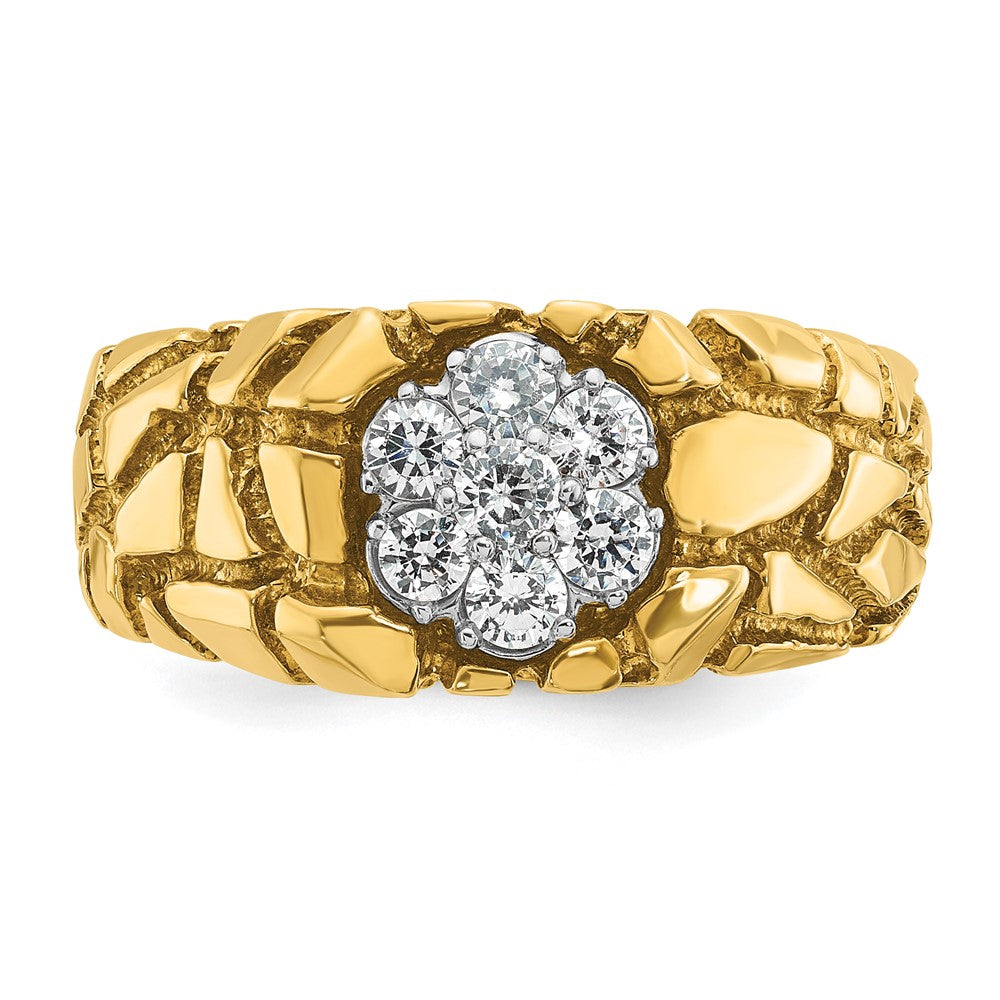 14k Two-Tone 1/2 Ct. Lab Grown Diamond VS/SI+ G+ Complete Men's Textured Cluster Nugget Ring