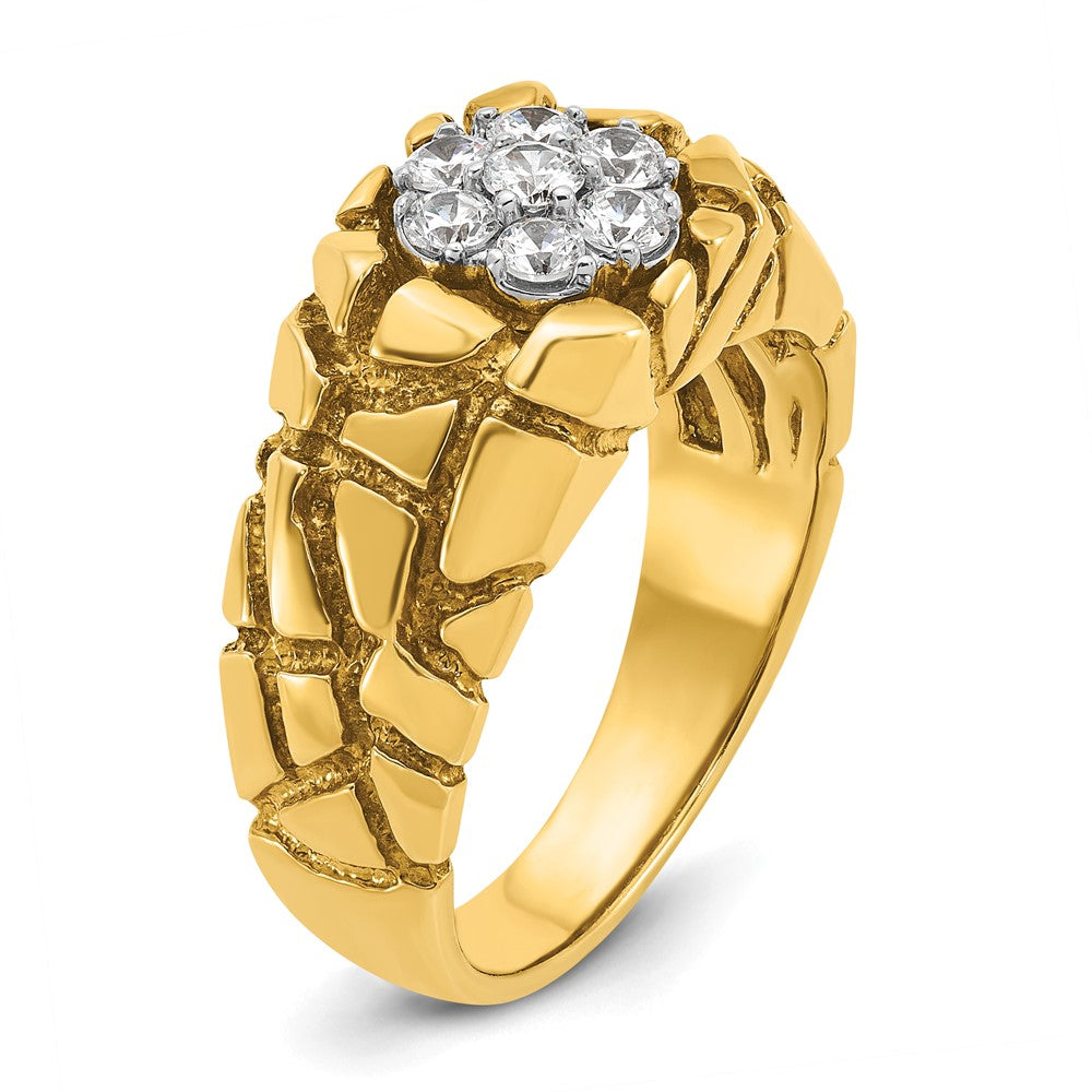 14k Two-Tone 1/2 Ct. Lab Grown Diamond VS/SI+ G+ Complete Men's Textured Cluster Nugget Ring