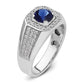 14k White Gold 14kw 1/2 ct Lab Grown Dia VS/SI+ G+ & Cr Blue Sapphire Complete Men's Ring