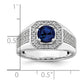 14k White Gold 14kw 1/2 ct Lab Grown Dia VS/SI+ G+ & Cr Blue Sapphire Complete Men's Ring