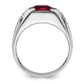 14k White Gold 5/8 Ct. Lab Grown Diamond VS/SI+ G+ and Created Ruby Men's Ring