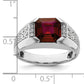 14k White Gold 5/8 Ct. Lab Grown Diamond VS/SI+ G+ and Created Ruby Men's Ring