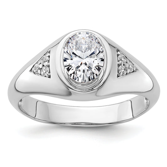 14k White Gold 1 Ct. Lab Grown Diamond VS/SI+ G+ Oval Men's Ring