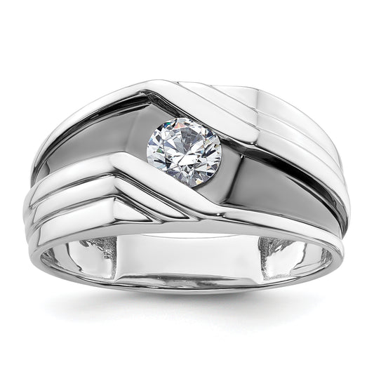 14k White Gold with Black Rhodium 3/8 Ct. Lab Grown Diamond VS/SI+ G+ Satin Men's Ring