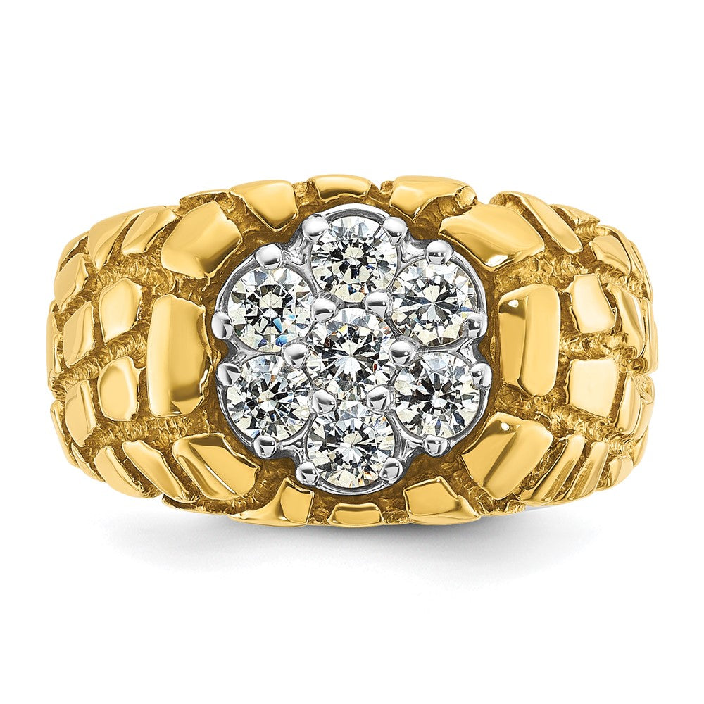 14k Two-Tone 1 Ct. Lab Grown Diamond VS/SI+ G+ Complete Men's Textured Cluster Nugget Ring