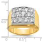 14k Two-tone with White Rhodium 1 7/8 Ct. Lab Grown Diamond VS/SI+ G+ Polished Satin and Grooved Men's Cluster Ring