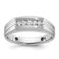 14k White Gold 1/4 Ct. Lab Grown Diamond VS/SI+ G+ Polished Satin and Grooved Five Stone Men's Ring