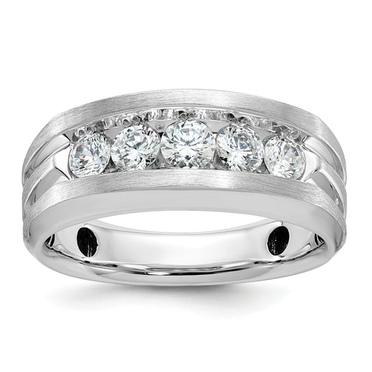 14k White Gold 1 Ct. Lab Grown Diamond VS/SI+ G+ Satin Men's Ring