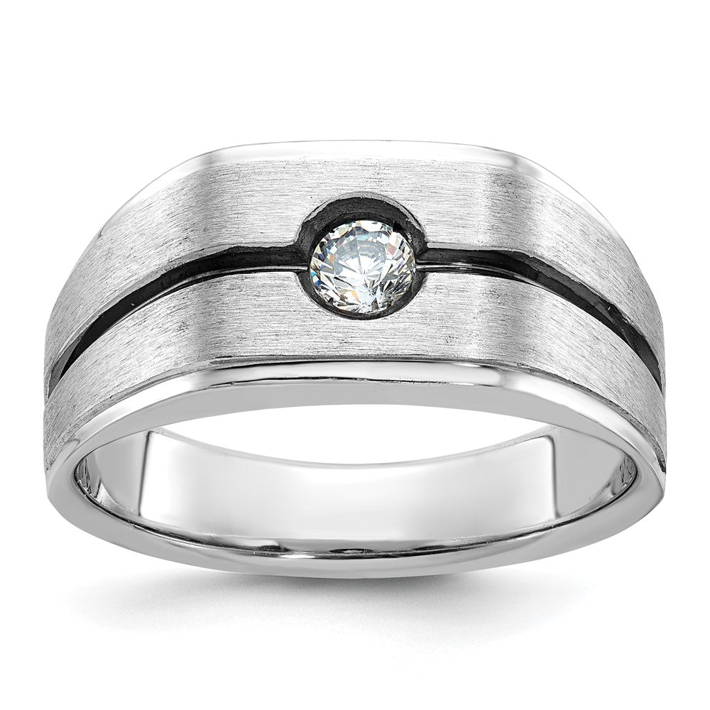 14k White Gold with Black Rhodium 1/5 Ct. Lab Grown Diamond VS/SI+ G+ Complete Men's Ring