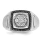 14K White Gold Ibgoodman Men'S Polished And Satin 3/4 Carat Aa Quality Black Diamond Halo Cluster Ring