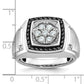 14K White Gold Ibgoodman Men'S Polished And Satin 3/4 Carat Aa Quality Black Diamond Halo Cluster Ring