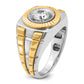 14k Two-tone Two Tone 1 Ct. Lab Grown Diamond VS/SI+ G+ Polished Satin and Textured Men's Ring