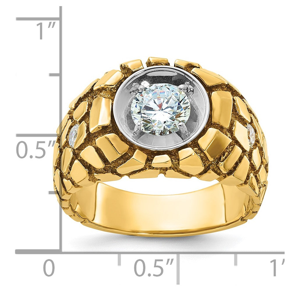 14k Two-tone  Two Tone 1 Ct. Lab Grown Diamond VS/SI+ G+ Complete Men's Nugget Ring