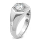 14k White Gold 1 Ct. Lab Grown Diamond VS/SI+ G+ Polished and Beaded Men's Ring