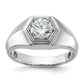 14k White Gold 1 Ct. Lab Grown Diamond VS/SI+ G+ Polished and Beaded Men's Ring