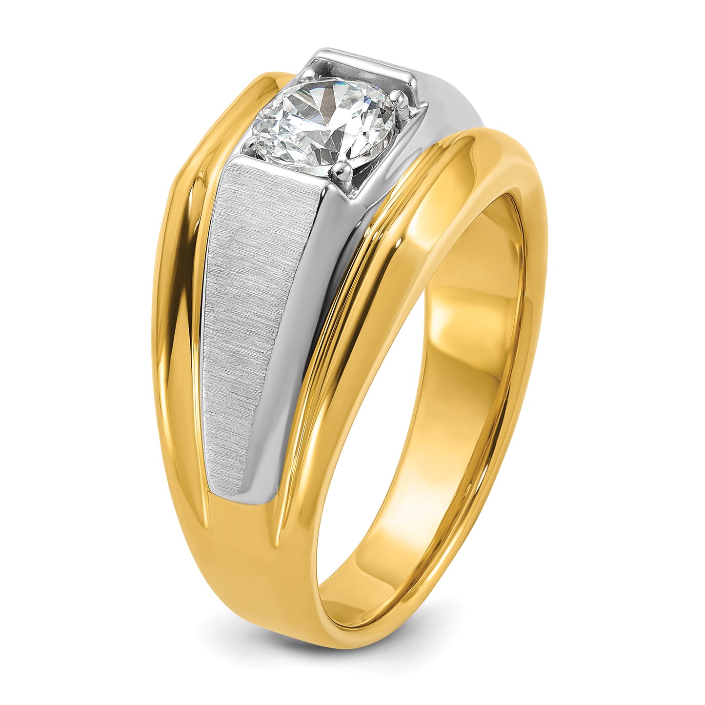 14k Two-tone Two Tone 1 Ct. Lab Grown Diamond VS/SI+ G+ Polished and Brushed Men's Band Ring