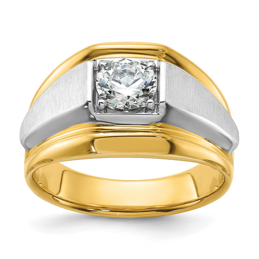 14k Two-tone Two Tone 1 Ct. Lab Grown Diamond VS/SI+ G+ Polished and Brushed Men's Band Ring