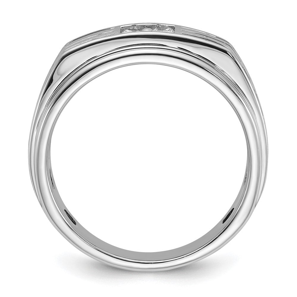 14k White Gold with Black Rhodium 1/3 Ct. Lab Grown Diamond VS/SI+ G+ Complete Polished and Grooved Men's Ring