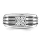 14k White Gold with Black Rhodium 1/3 Ct. Lab Grown Diamond VS/SI+ G+ Complete Polished and Grooved Men's Ring