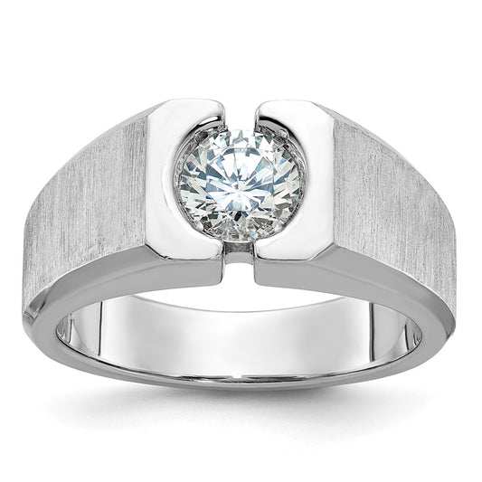 14k White Gold 1 Ct. Lab Grown Diamond VS/SI+ G+ Complete Polished and Satin Men's Ring