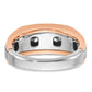 14K White/Rose Gold Ibgoodman White And Rose Men'S Polished Satin Grooved 5-Stone Ring