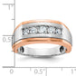 14K White/Rose Gold Ibgoodman White And Rose Men'S Polished Satin Grooved 5-Stone Ring