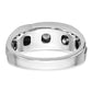 14k White Gold with Black Rhodium 1/2 Ct. Lab Grown Diamond VS/SI+ G+ Complete Polished Satin and Grooved Men's Ring