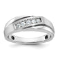 14k White Gold with Black Rhodium 1/4 Ct. Lab Grown Diamond VS/SI+ G+ Polished Satin and Grooved Men's Ring