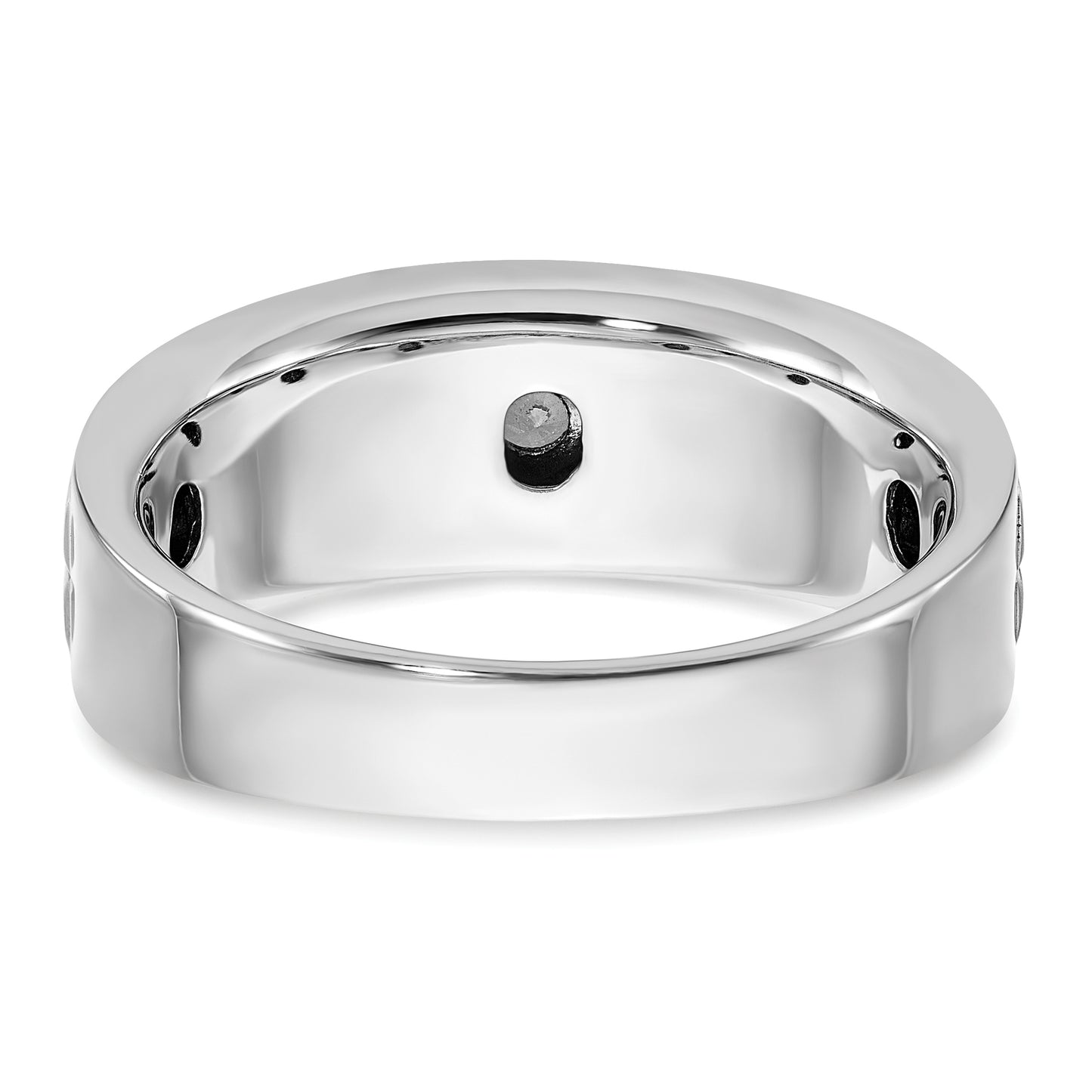 14K White Gold Ibgoodman Men'S Polished Satin & Grooved Ring Mtg