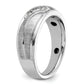 14K White Gold Ibgoodman Men'S Polished Satin & Grooved Ring Mtg