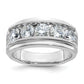 14k White Gold 2 Ct. Lab Grown Diamond VS/SI+ G+ Five Stone Polished Satin and Grooved Men's Ring