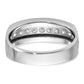 14k White Gold 1/2 Ct. Lab Grown Diamond VS/SI+ G+ Nine Stone Complete Polished Brushed and Grooved Men's Ring