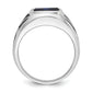 14K White Gold With Black Rhodium Ibgoodman Men'S Created Sapphire Complete Ring