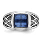 14K White Gold With Black Rhodium Ibgoodman Men'S Created Sapphire Complete Ring