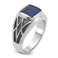 14K White Gold With Black Rhodium Ibgoodman Men'S Created Sapphire Complete Ring