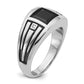 14k White Gold with Black Rhodium Men's Onyx and Diamond Complete Ring