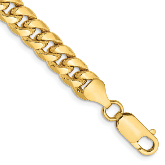 14K Yellow Gold 7 Inch 6.75mm Semi-Solid Miami Cuban With Lobster Clasp Bracelet