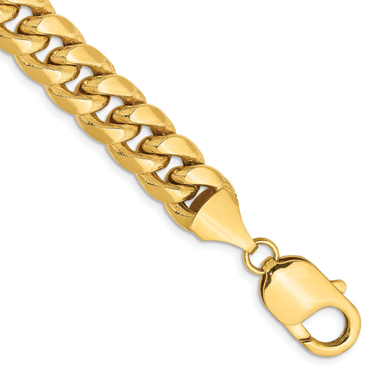 14K Yellow Gold 8 Inch 9.3mm Semi-Solid Miami Cuban With Lobster Clasp Bracelet