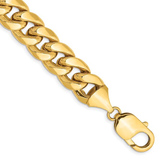 14K Yellow Gold 8 Inch 11mm Semi-Solid Miami Cuban With Lobster Clasp Bracelet