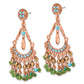 Fashion 1928 Jewelry Copper-Tone Green Teal Blue And Brown Faceted Acrylic Bead Chandelier Post Dangle Earrings