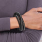 21 Inch Black Agate And Hematite Bead Leather Multi-Wrap Bracelet