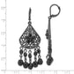 Fashion 1928 Jewelry Black-Plated Filigree Pear Shaped And Faceted Jet Black Epoxy Stones Dangle Leverback Earrings