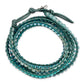 34 Inch Amazonite/Crystal/Blue Quartz/Leather Multi-Wrap Bracelet