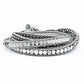 34 Inch Crystal/Hematite/White Howlite Bead Leather Multi-Wrap Bracelet